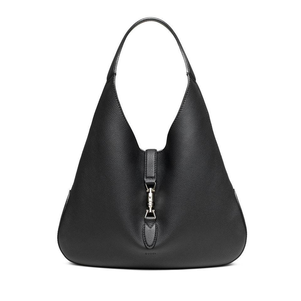 Gucci Women S Jackie Soft Black Grained Leather Grand Prix Hobo Soft Black Grained Leather Grand Prix