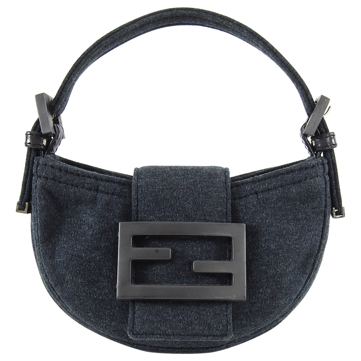 Fendi Vintage Grey Cotton Jersey Micro Baguette Bag Leprix