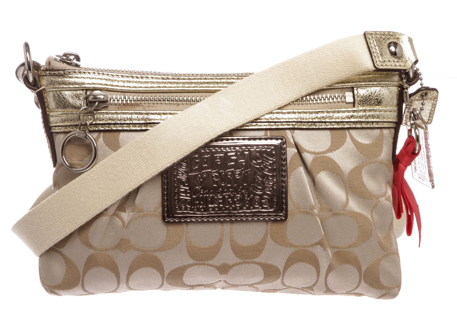 metallic coach purse