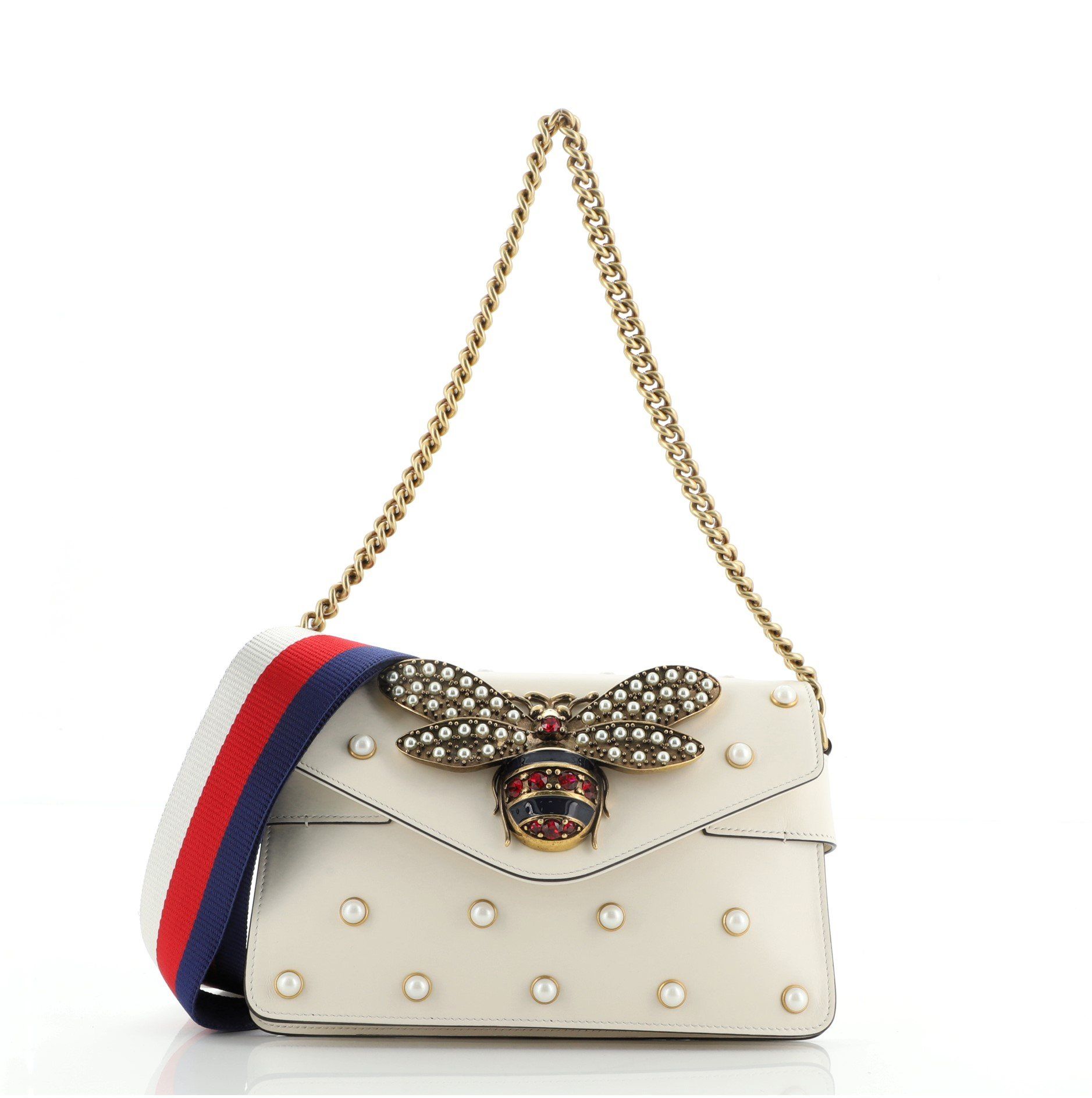 gucci broadway pearly bee shoulder bag