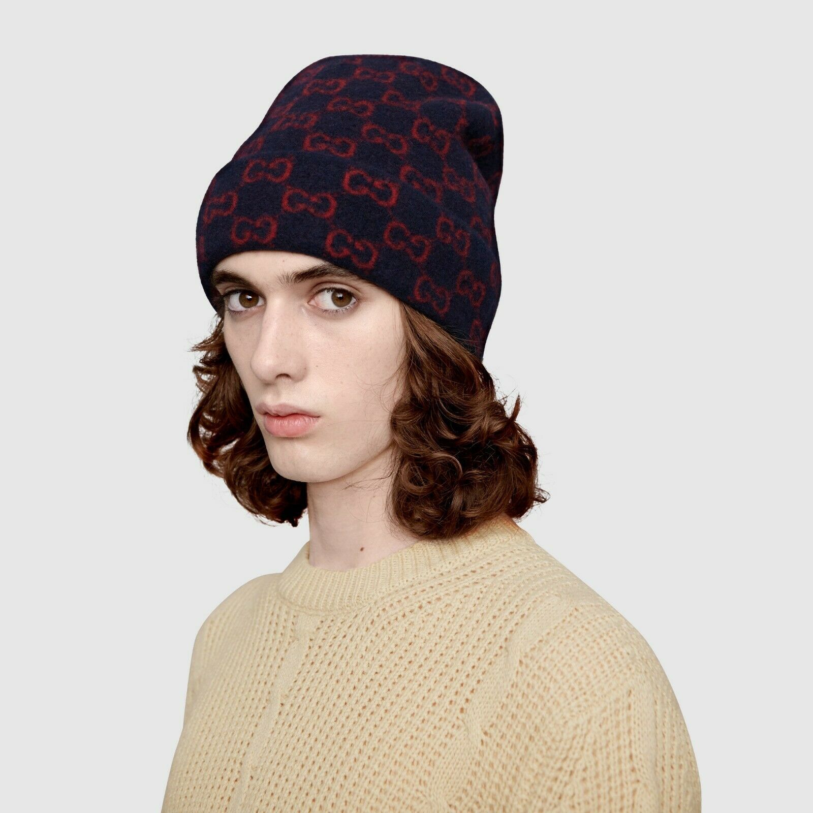 Monogram Gg Tricot Wool Beanie Hat Xl 