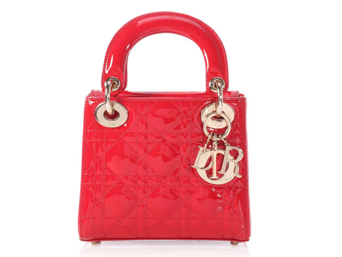 Dior Mini Red Patent Lady Dior Handbag Leprix