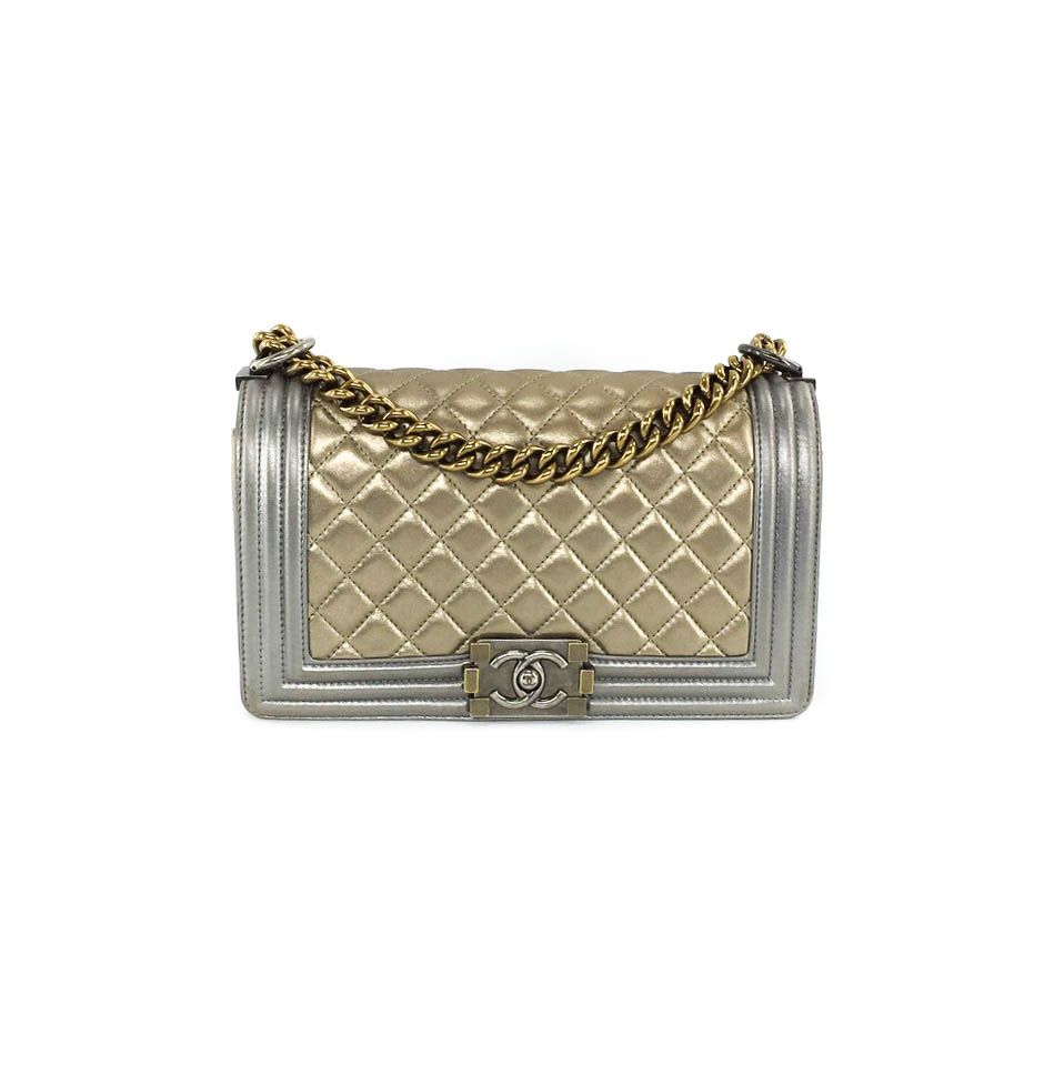 chanel boy silver