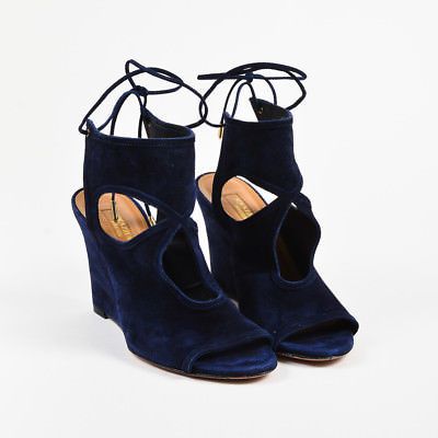 navy suede wedge sandals