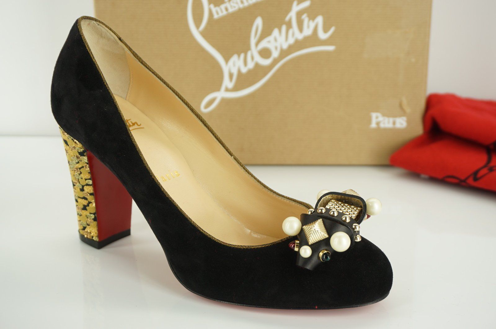 christian louboutin gold heels
