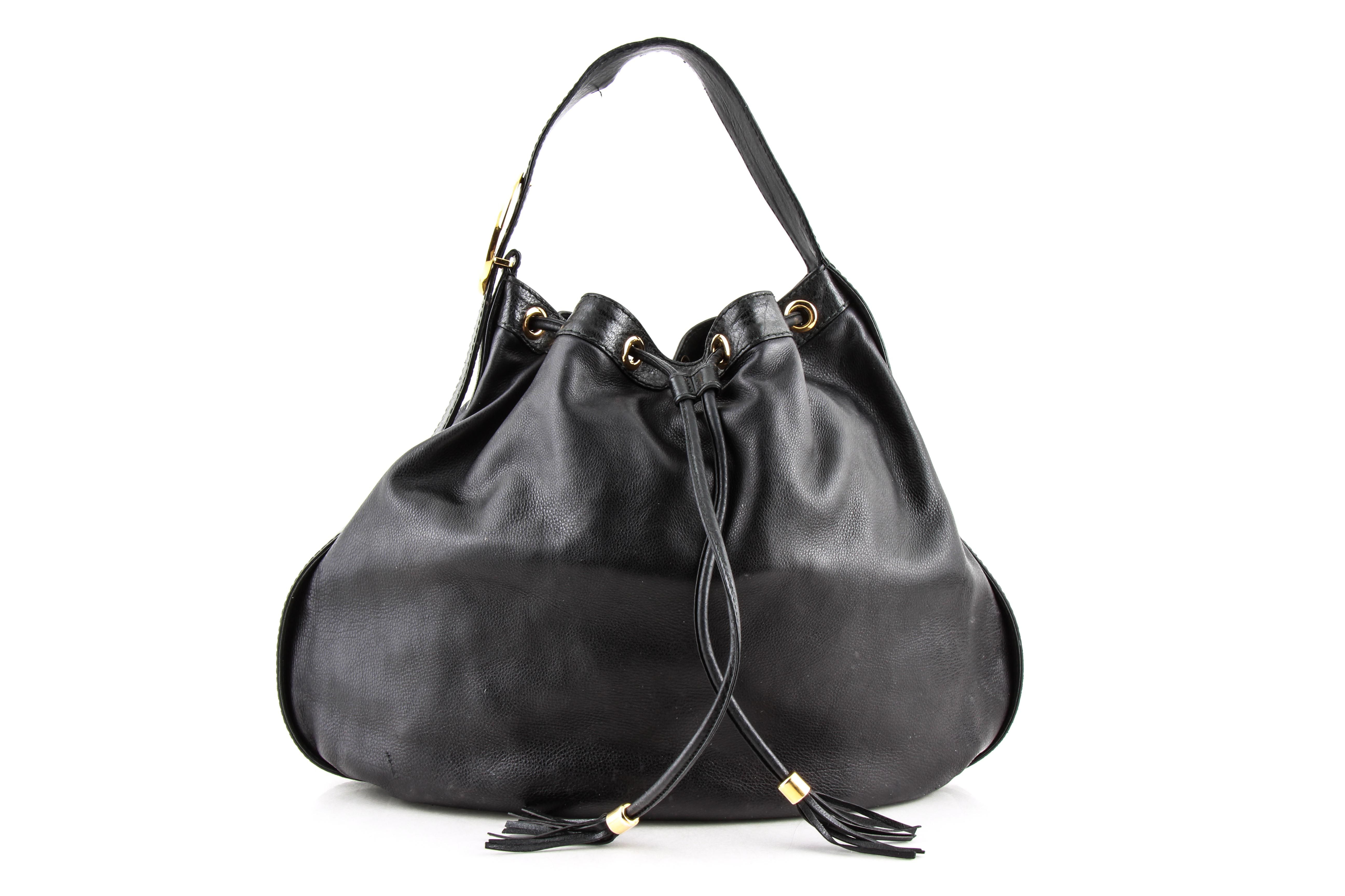 gucci black leather hobo bag