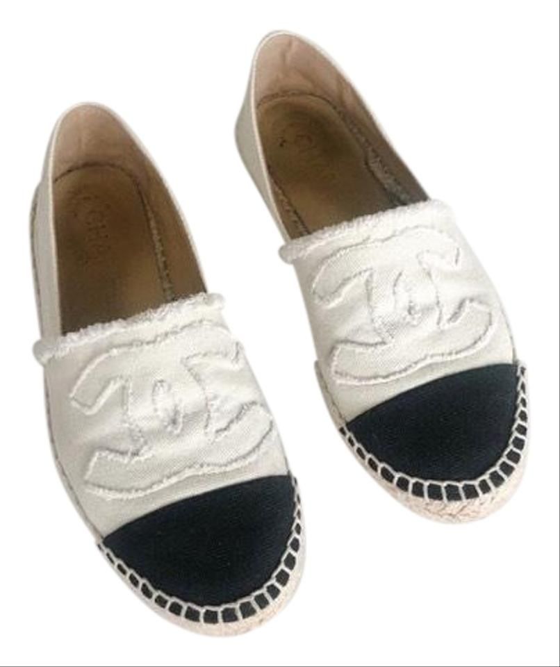 chanel espadrilles cream and black