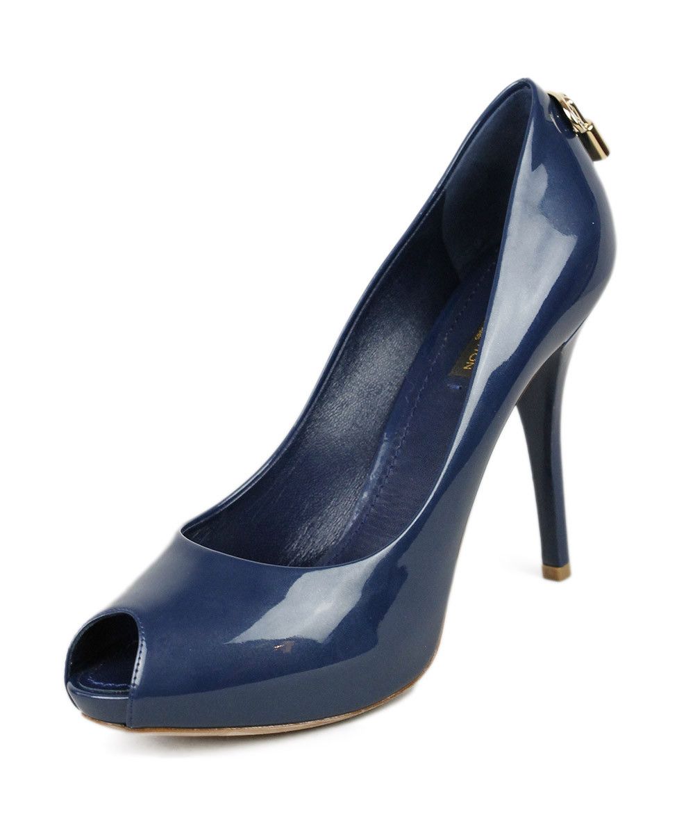 blue patent leather heels