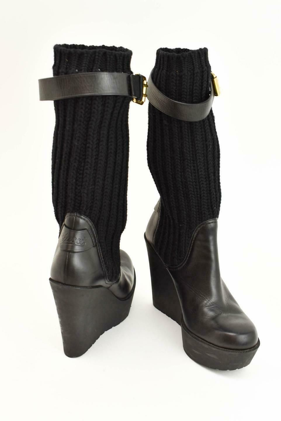 gucci black and white boots