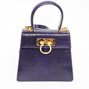 Ferragamo Salvatore Purple Lizard Handbag