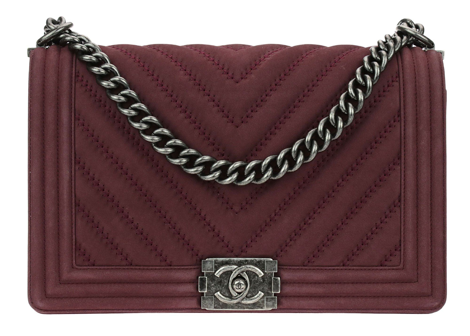 chanel boy maroon