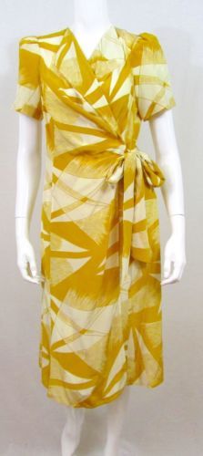 yellow silk wrap dress