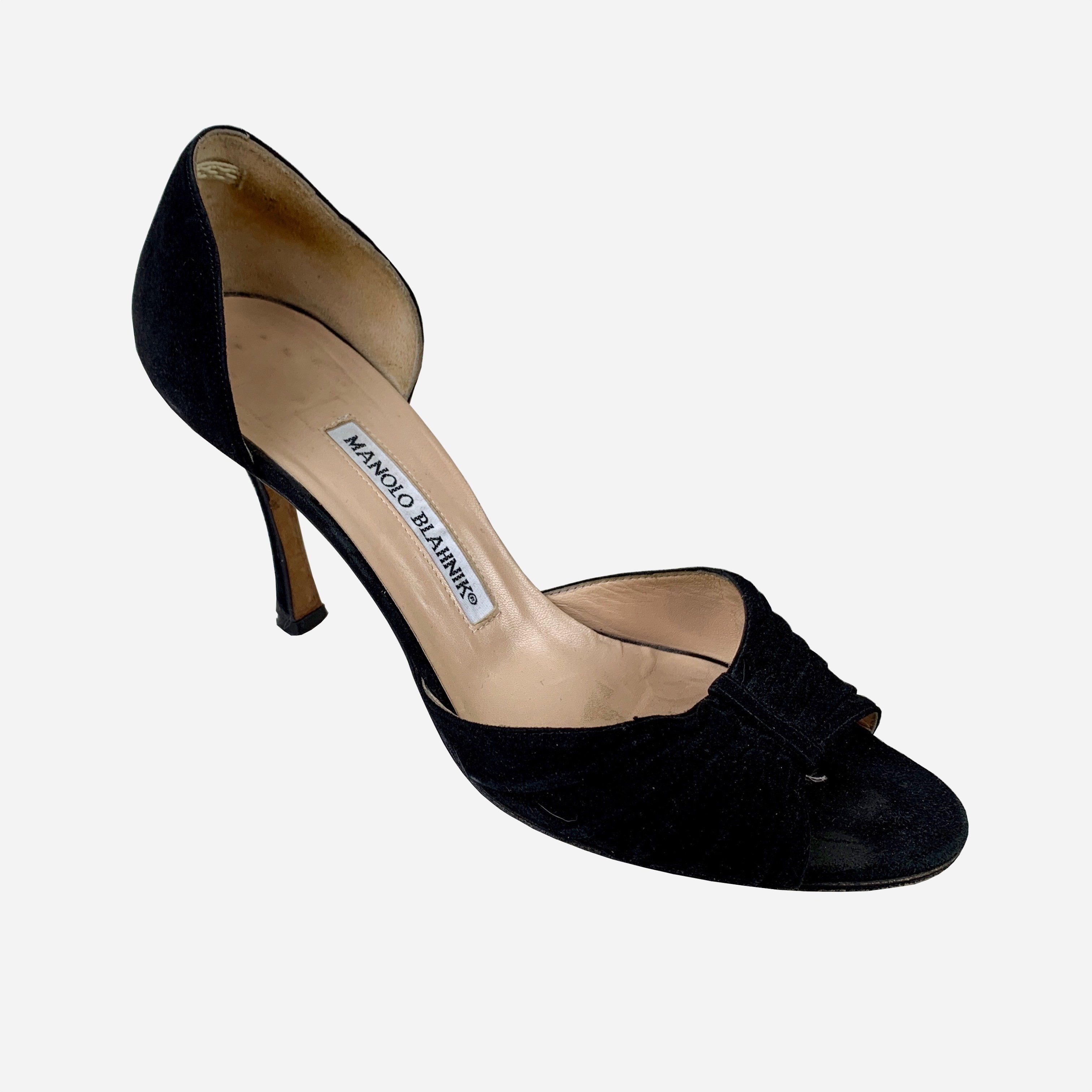 black suede peep toe shoes