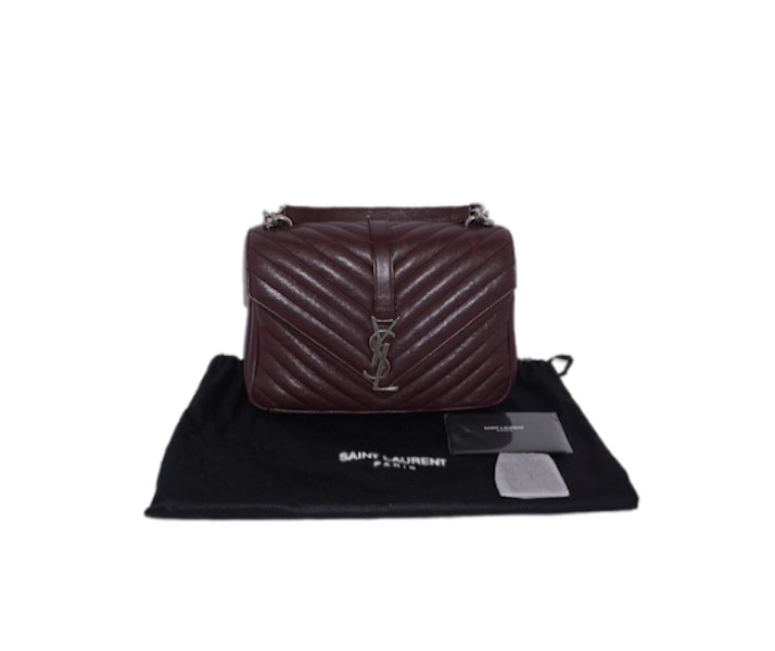 Yves Saint Laurent Matelasse Medium College Monogram Bag Burgundy
