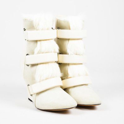 cream leather booties