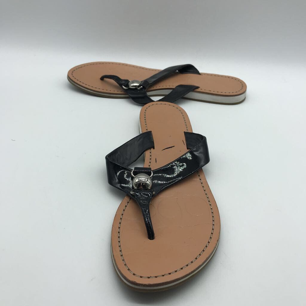 coach black thong sandals