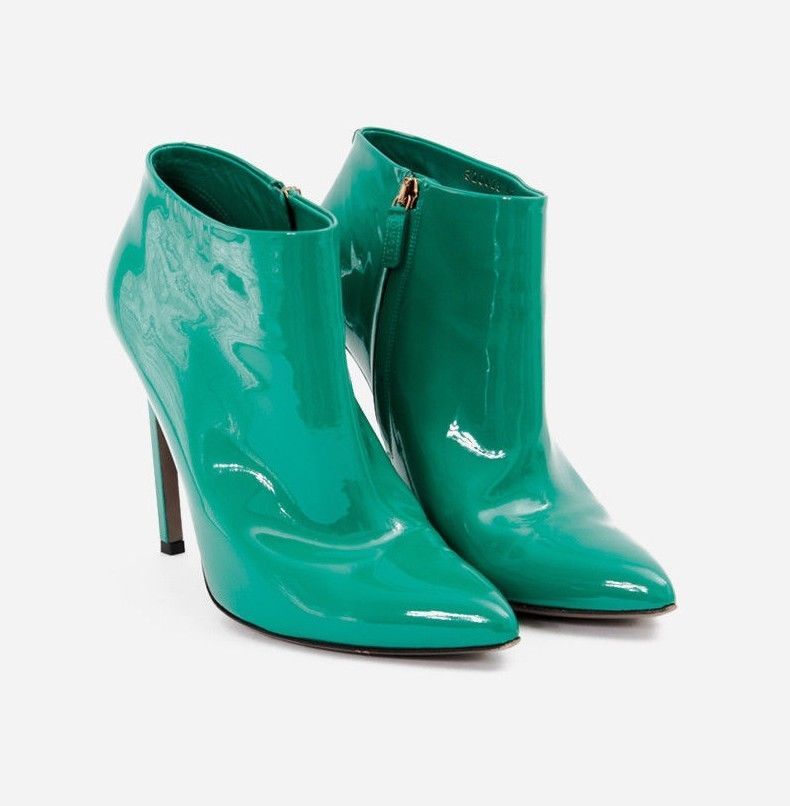 teal leather ankle boots
