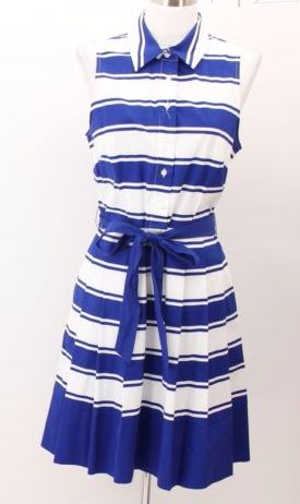 blue and white striped sundress