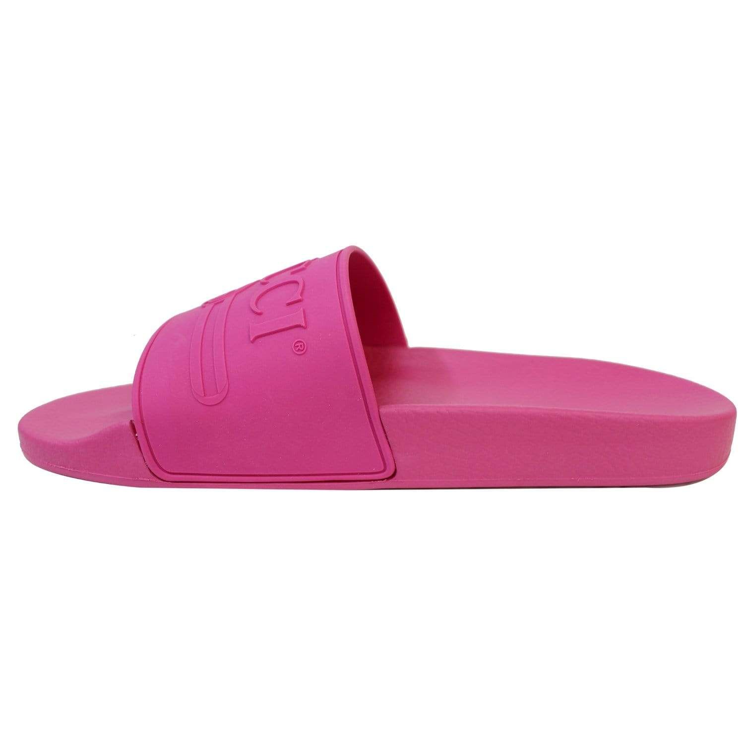 gucci logo rubber slide sandal pink