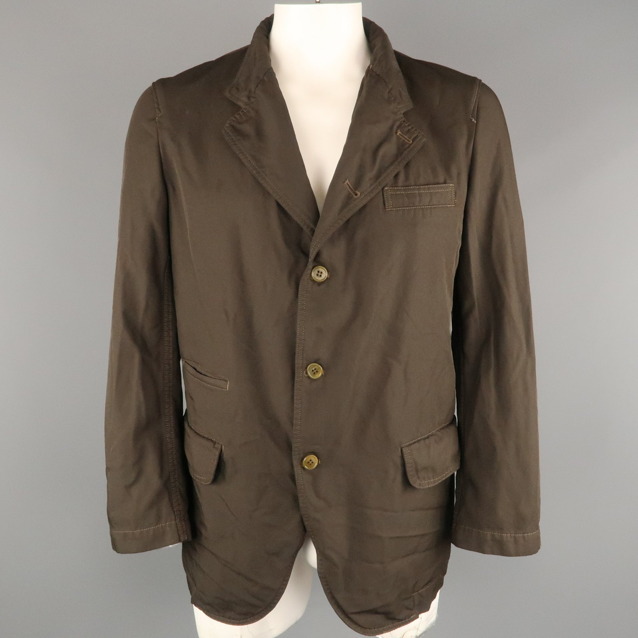 Comme Des Garcons Homme Deux Xl Brown Wrinkled Twill Sport Coat Jacket Leprix