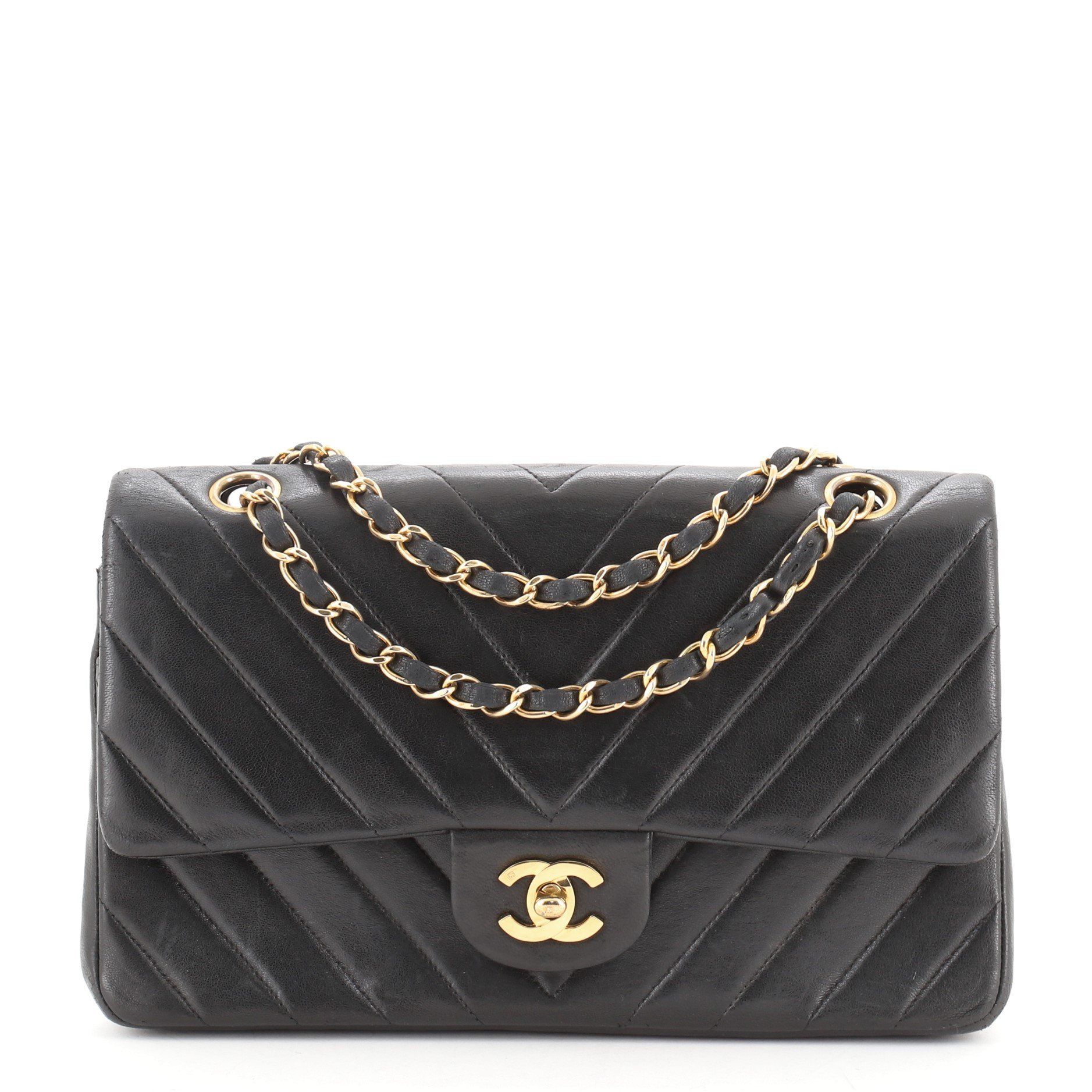 Chanel chevron double flap bag clearance