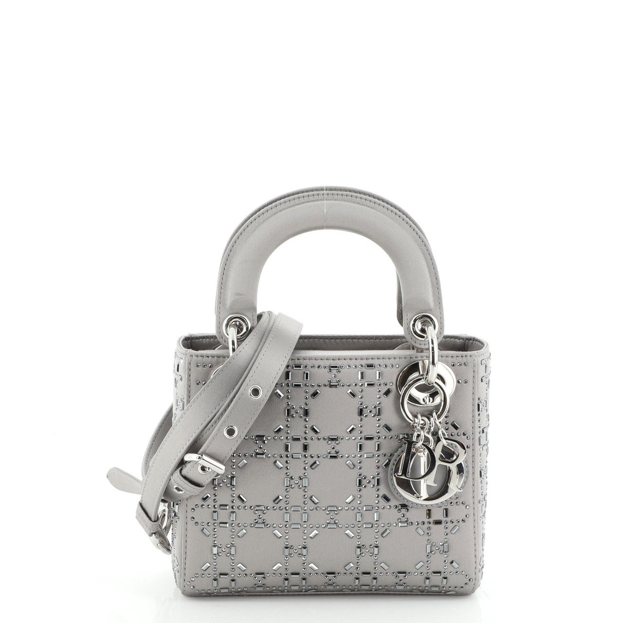 Lady Dior Bag Crystal Embellished Cannage Quilt Satin Mini Leprix