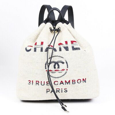 chanel canvas drawstring bag