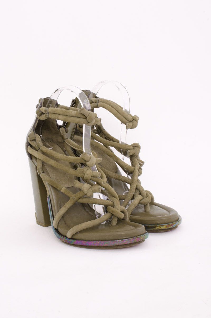 olive green block heels