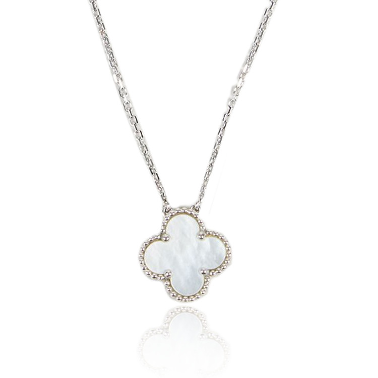Van Cleef Arpels 18k White Gold Mother Of Pearl Quatrefoil Leprix