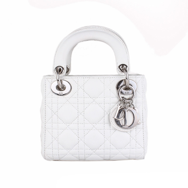 Christian Dior White Mini Lady Dior Bag Leprix