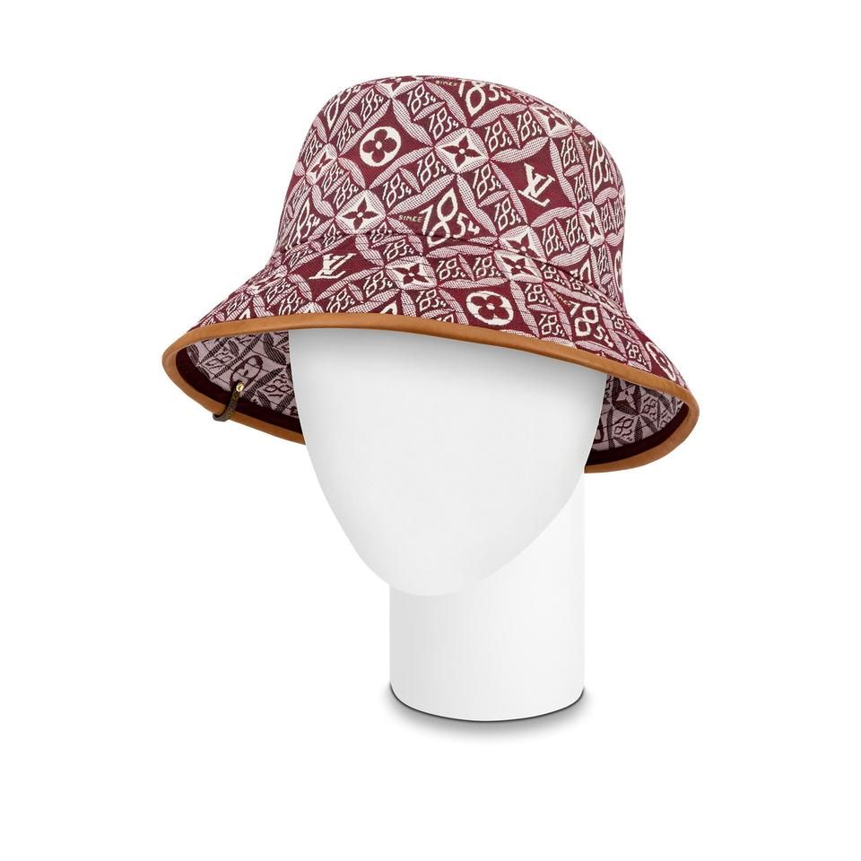 Red Burgundy Monogram Bucket Hat Cap 