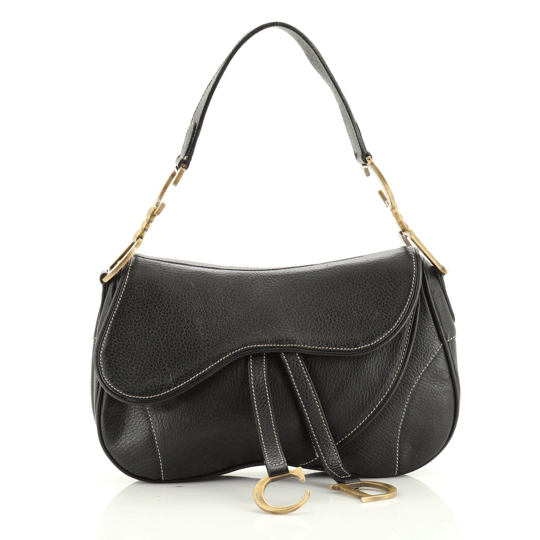 dior saddle bag black leather