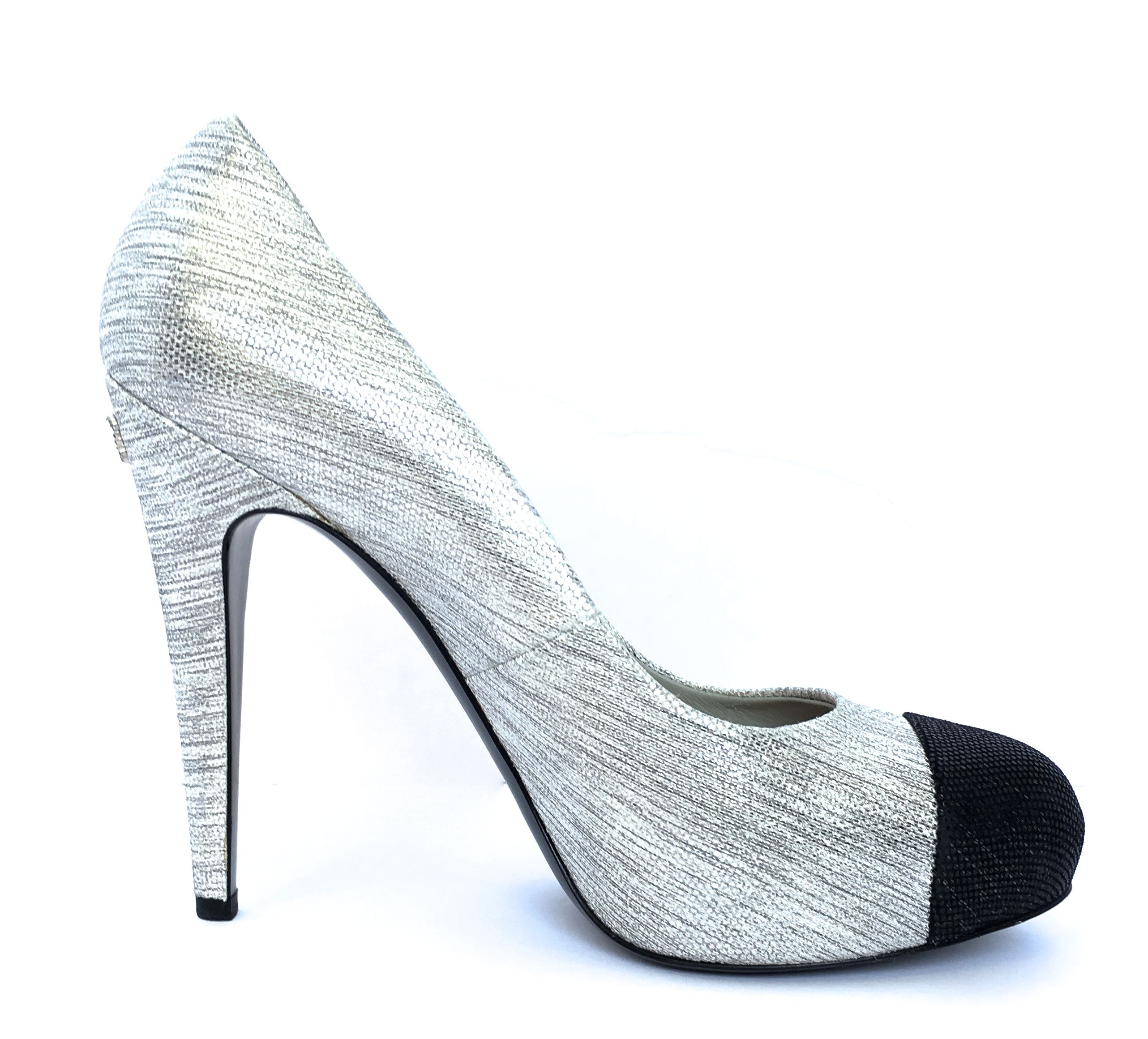 chanel silver pumps