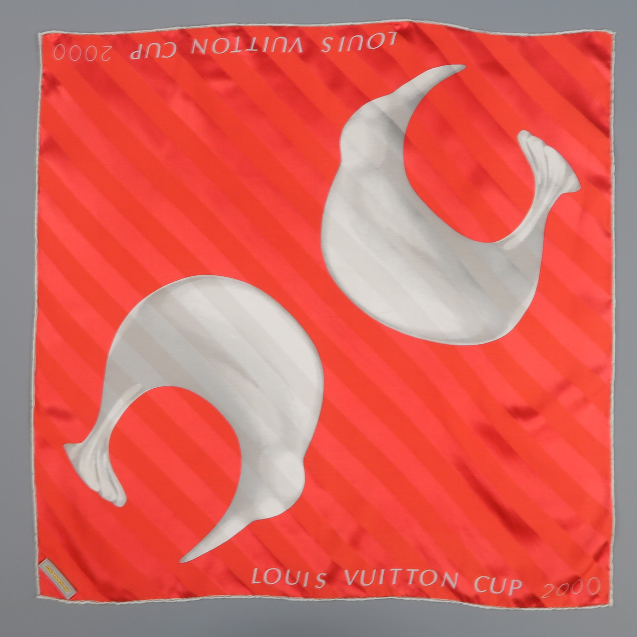 Louis Vuitton Red Striped Silk Gray Kiwi Cup 00 Scarf Leprix Louis Vuitton Red Striped Silk Gray Kiwi Cup 00 Scarf Leprix