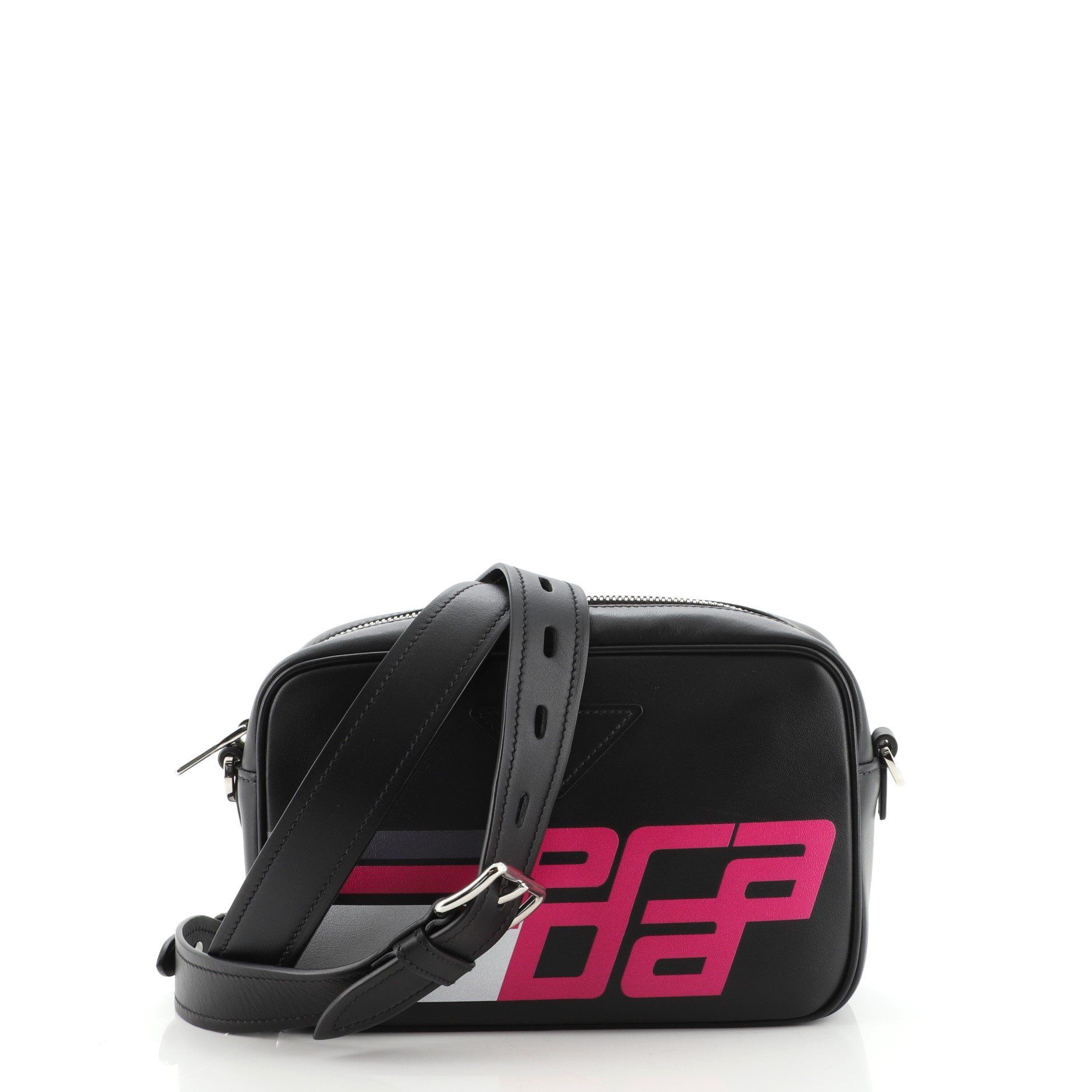 prada logo camera bag