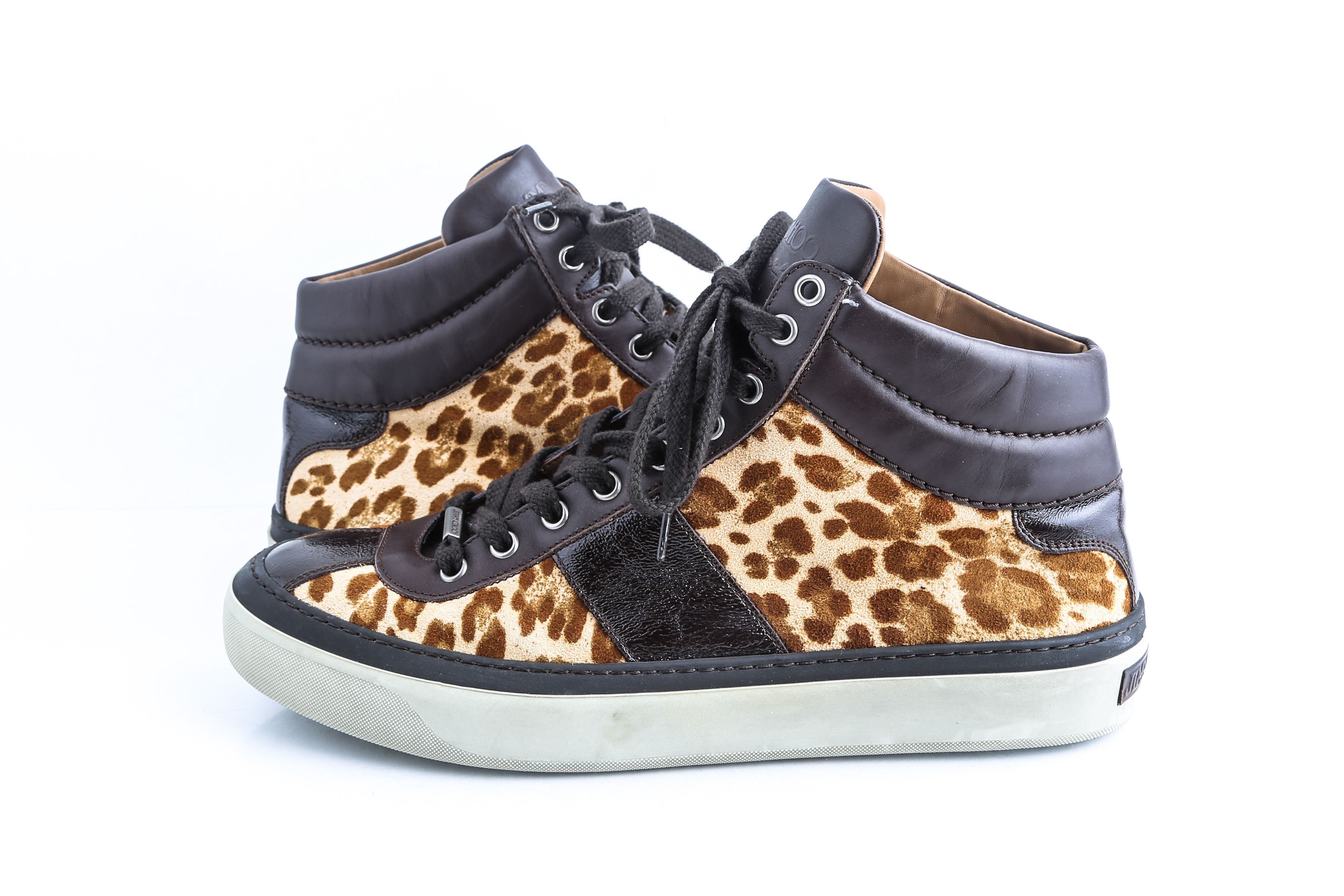 leopard print high top trainers