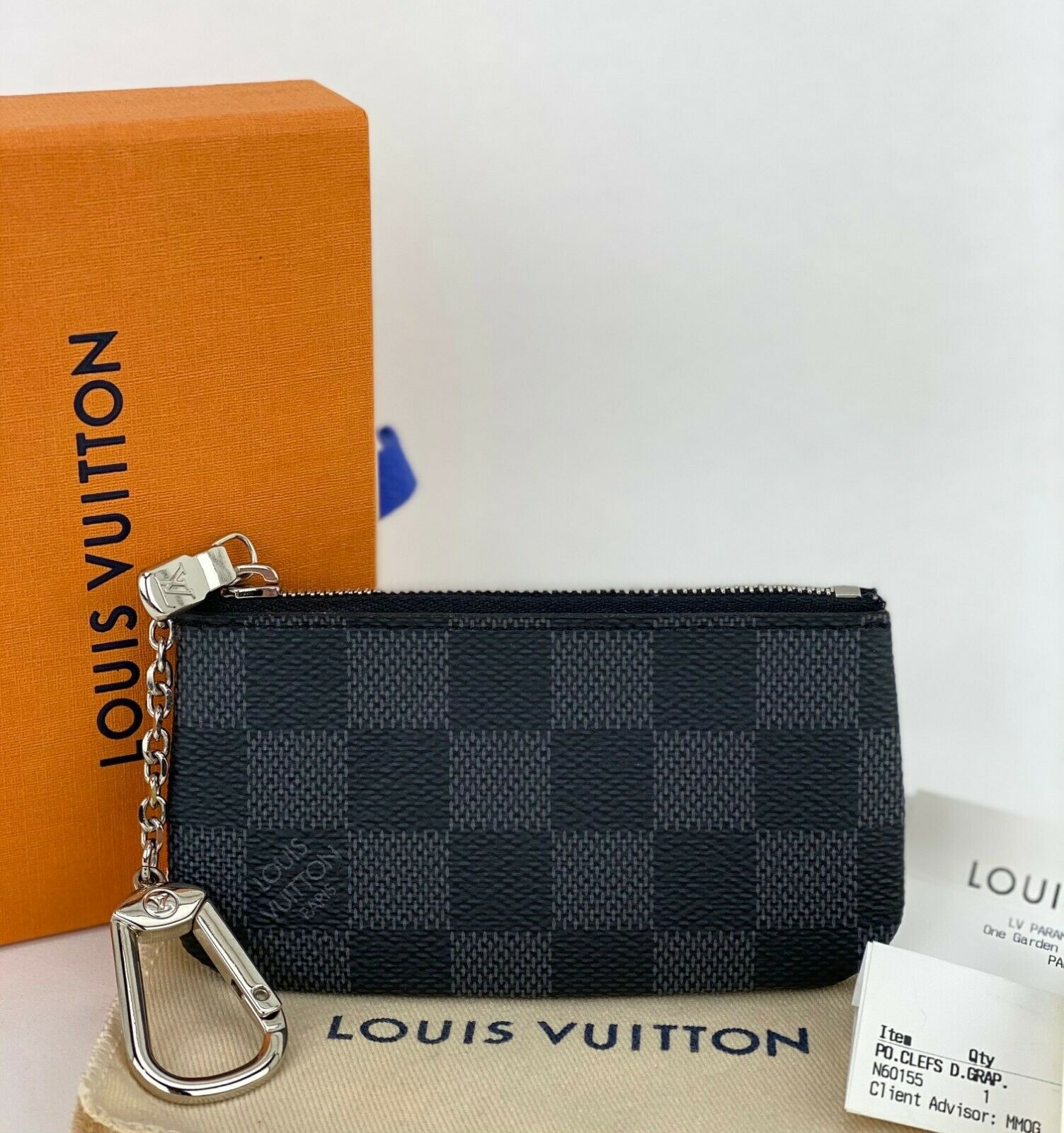 pochette cles damier graphite