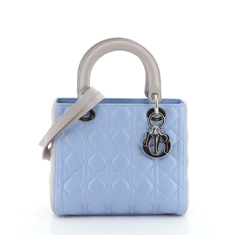 Christian Dior Bicolor Lady Dior Bag Cannage Quilt Lambskin Medium Leprix