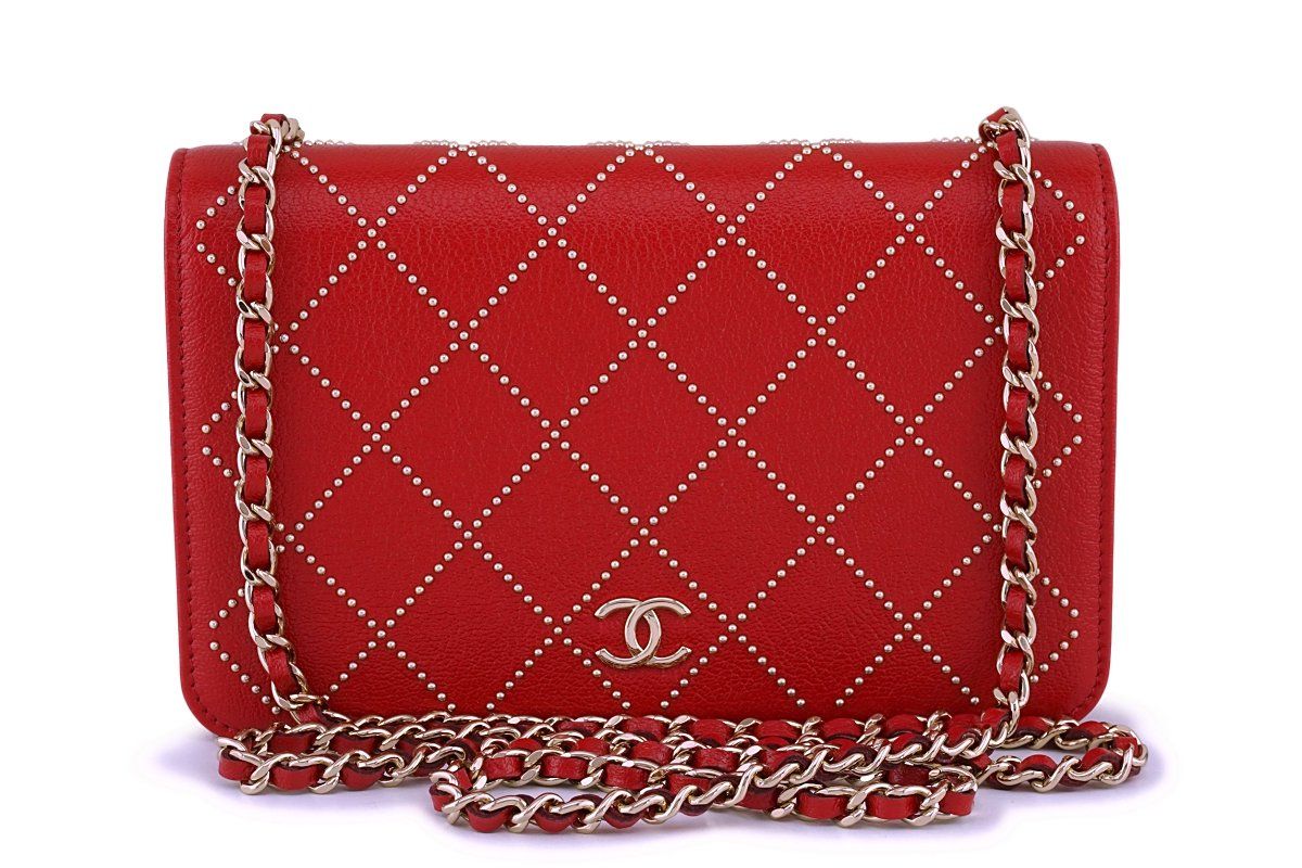 chanel wallet on chain red