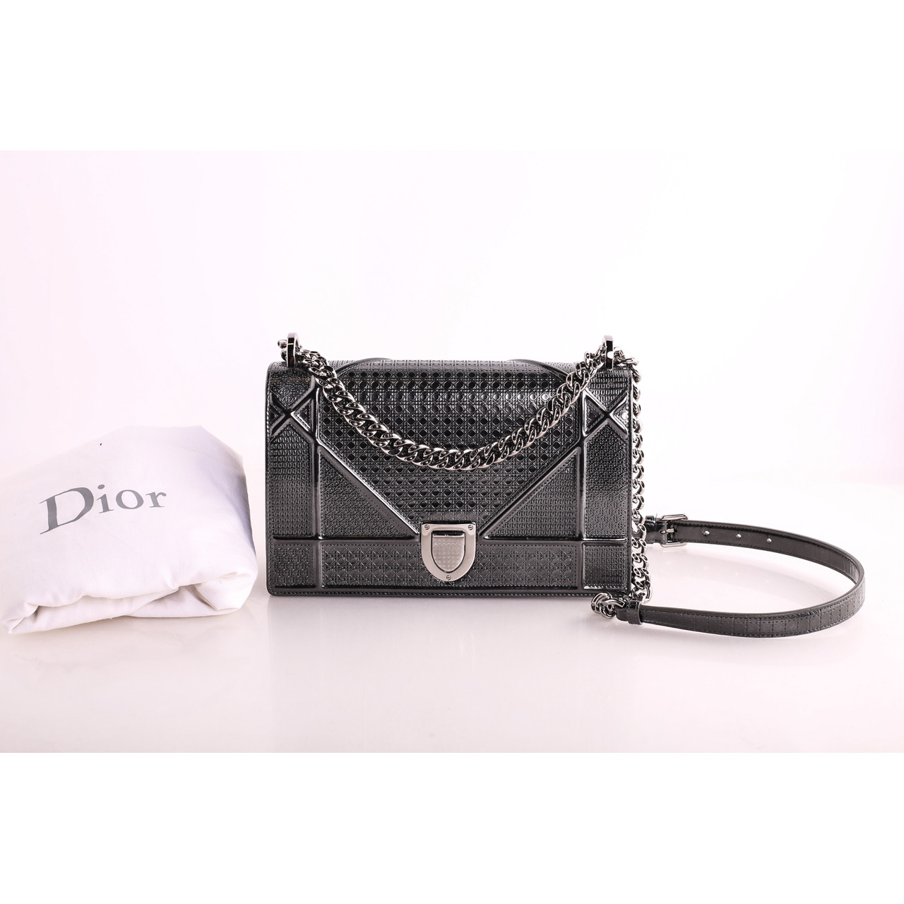 Christian Dior Diorama Metallic Micro Cannage Medium Flap Bag Leprix