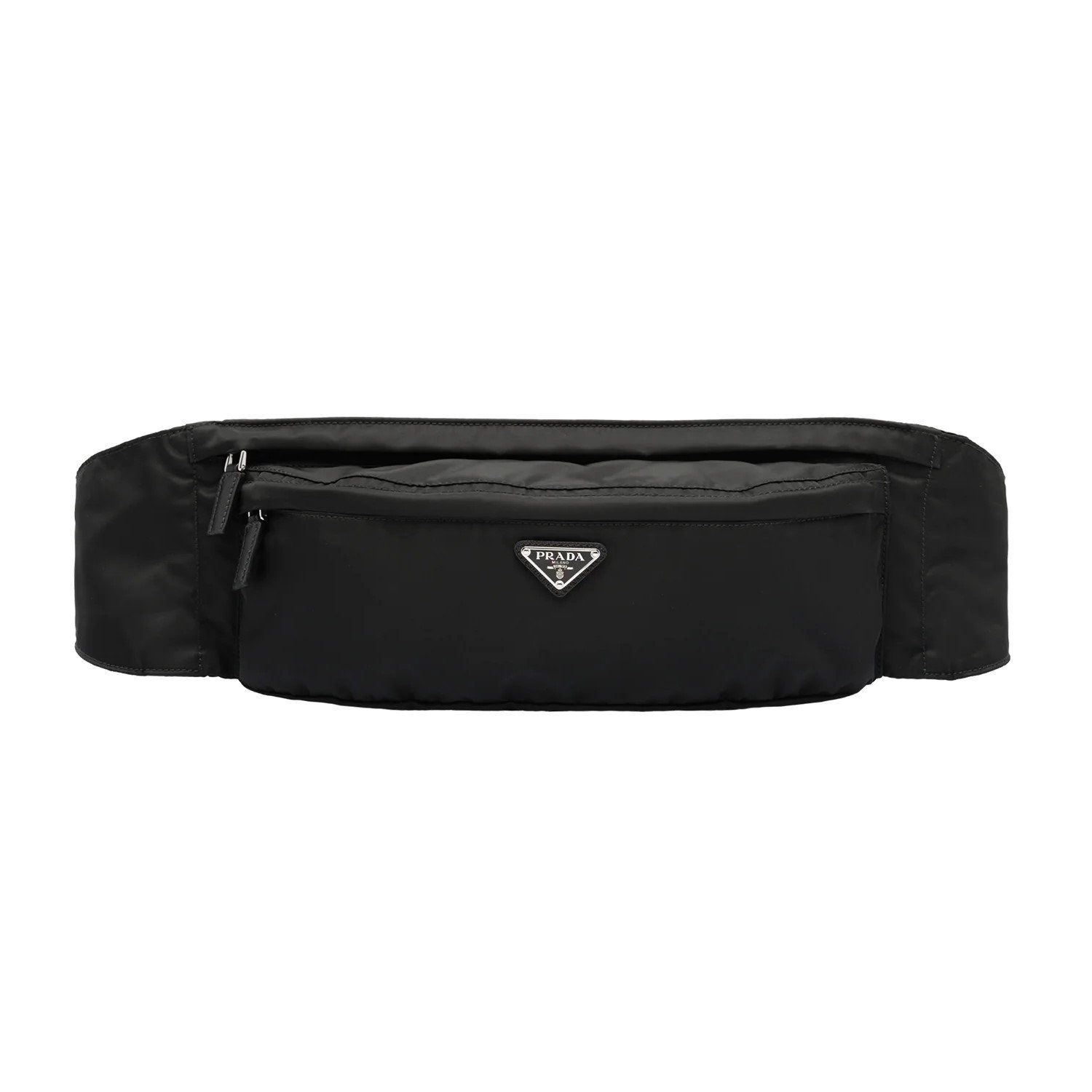 Prada Marsupio Black Nylon Saffiano Trim Triangle Logo Belt Bag 2VL132 |  LePrix