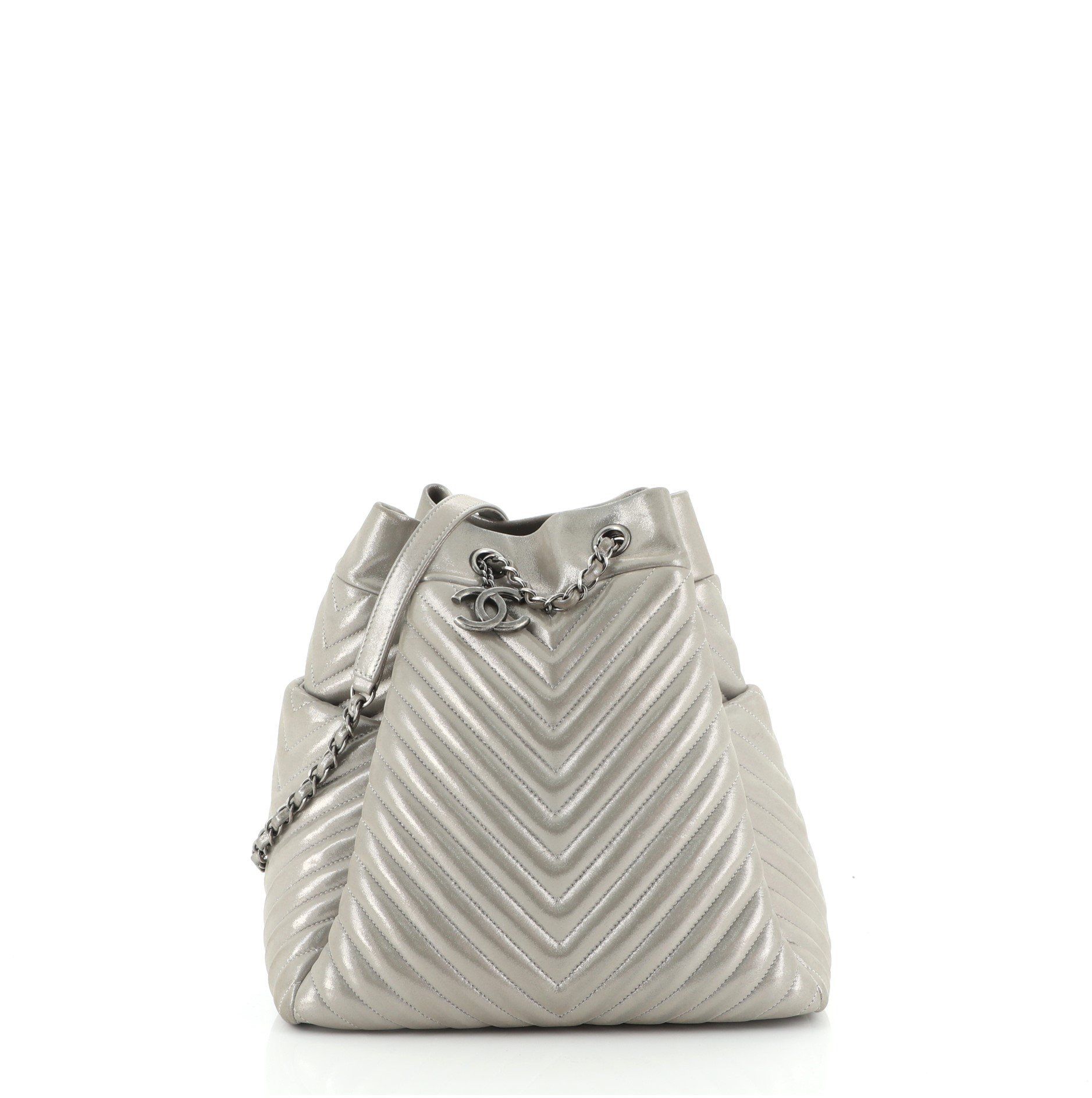 chanel chevron drawstring bag