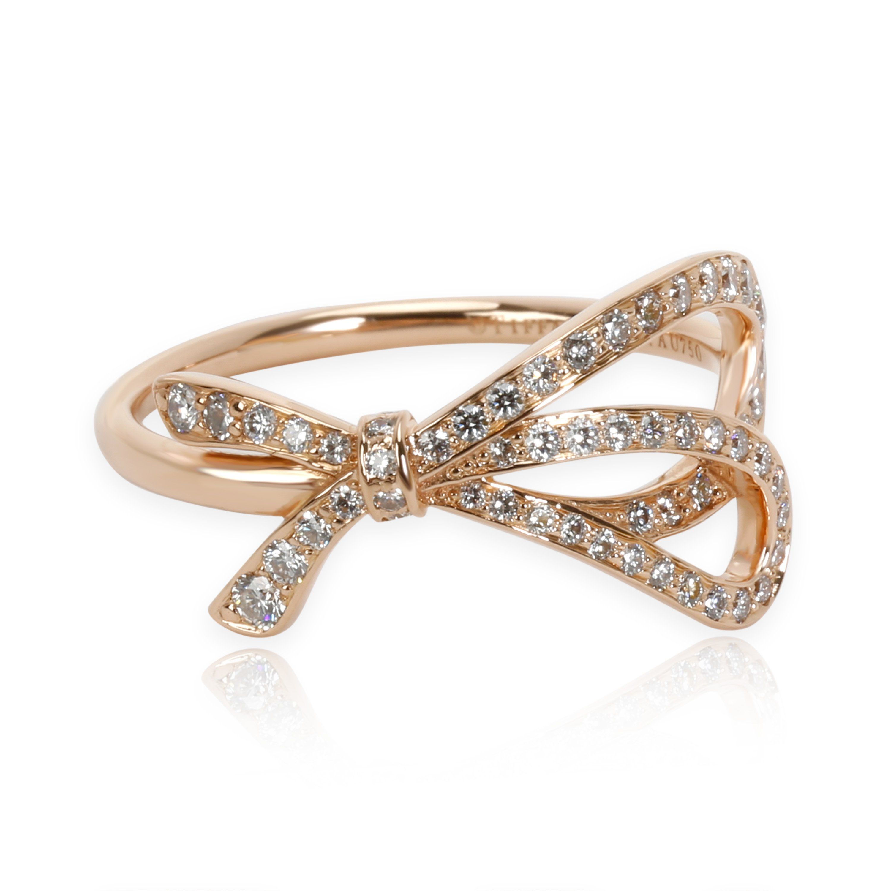 Diamond Bow Ring In 18k Rose Gold 