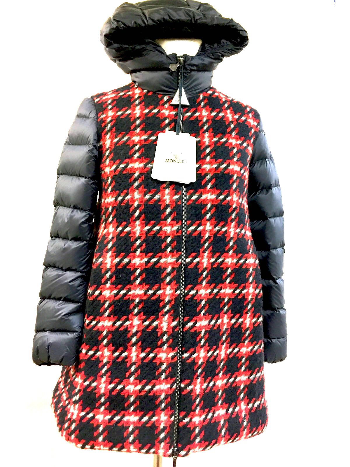 red white and blue moncler coat