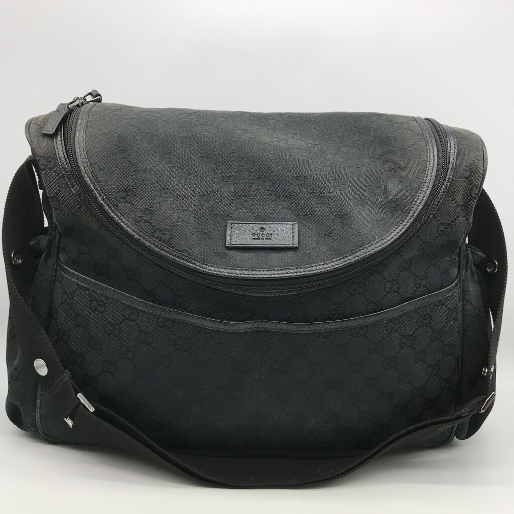 Gucci Black Fabric Monogram Diaper Bag Leprix