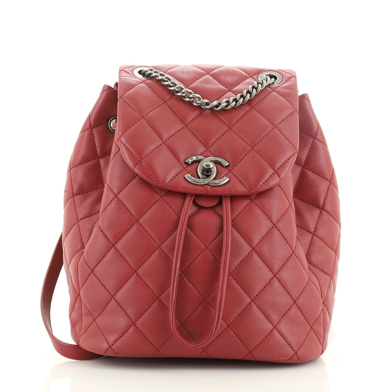 Drawstring Cc Flap Backpack Quilted Lambskin Small Leprix