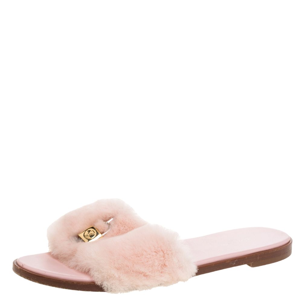 pink and white louis vuitton slides