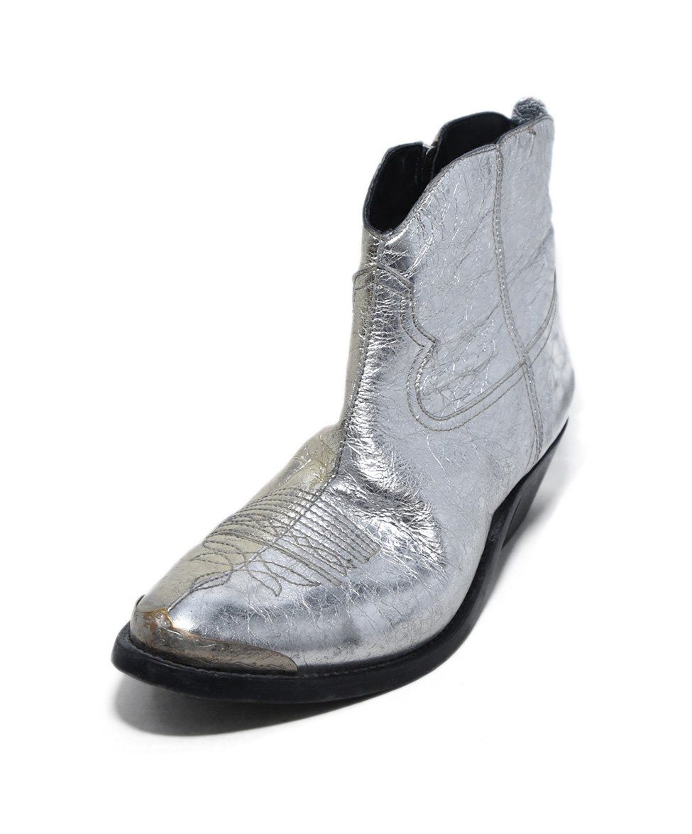 silver leather booties