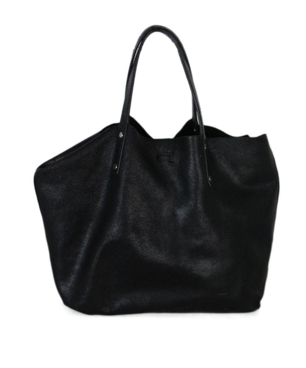black suede tote bag