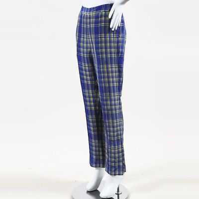 blue and yellow plaid pants